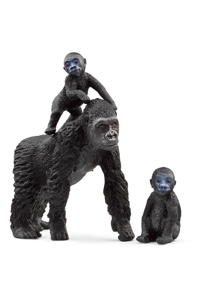 Wild Life Gorilla Family 3 Piece Animal Figurines, Main, color, Multicolored