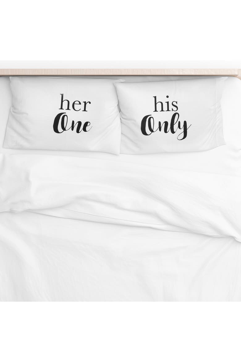 Her One His Only Pillowcase Set, Alternate, color, White