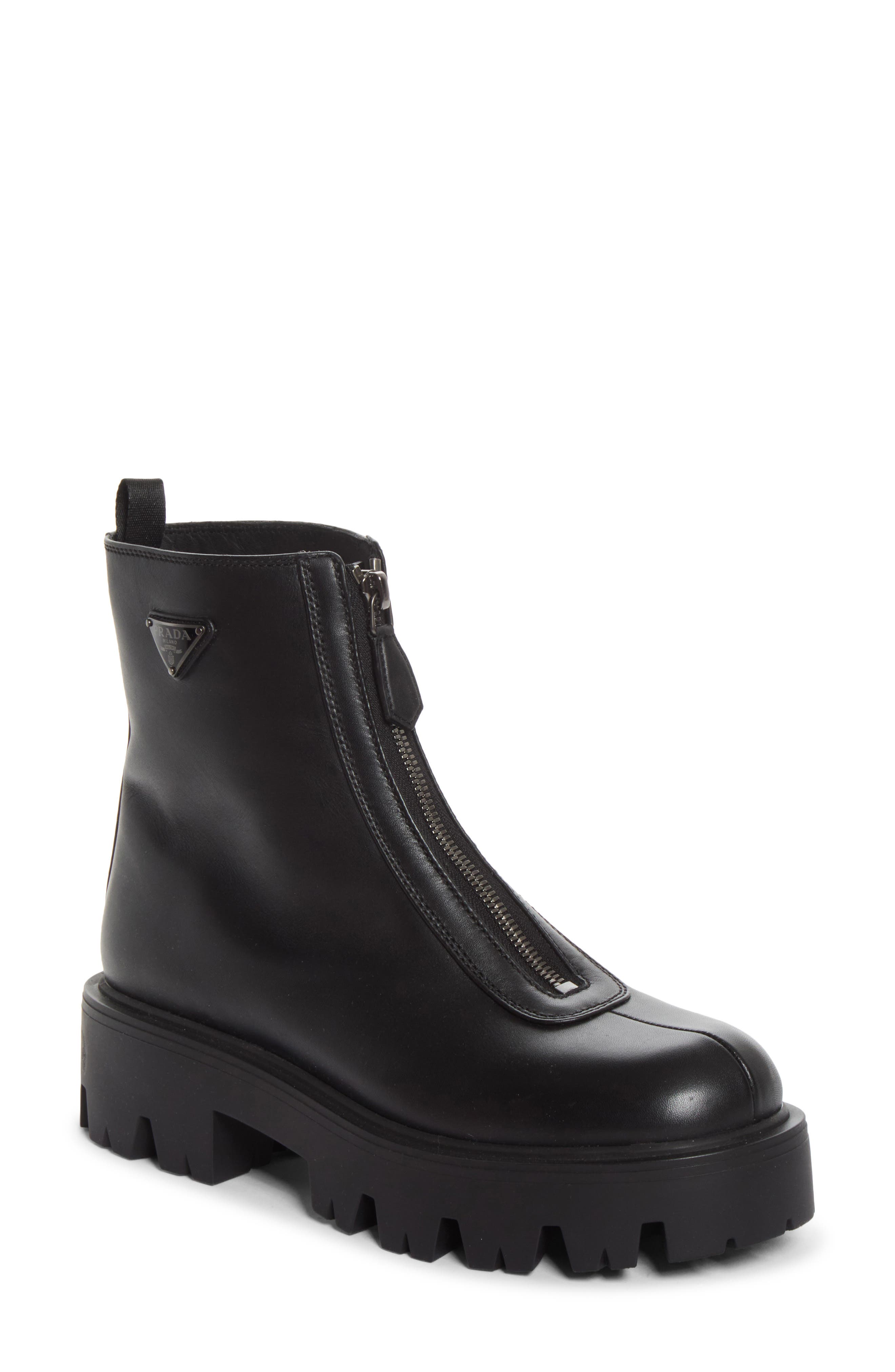 Lug Sole Zip Bootie, Main, color, NERO