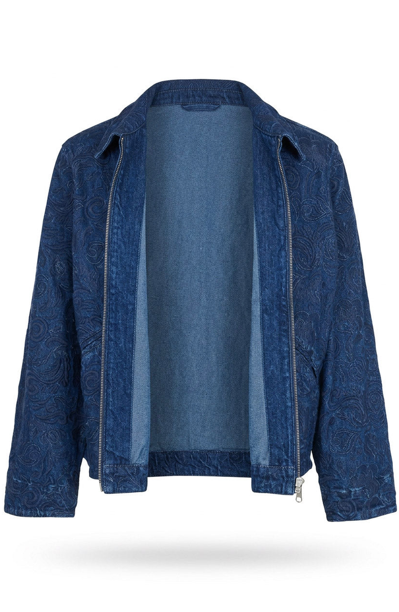 Modenaire Textured Zip Front Jacket, Alternate, color, Navy