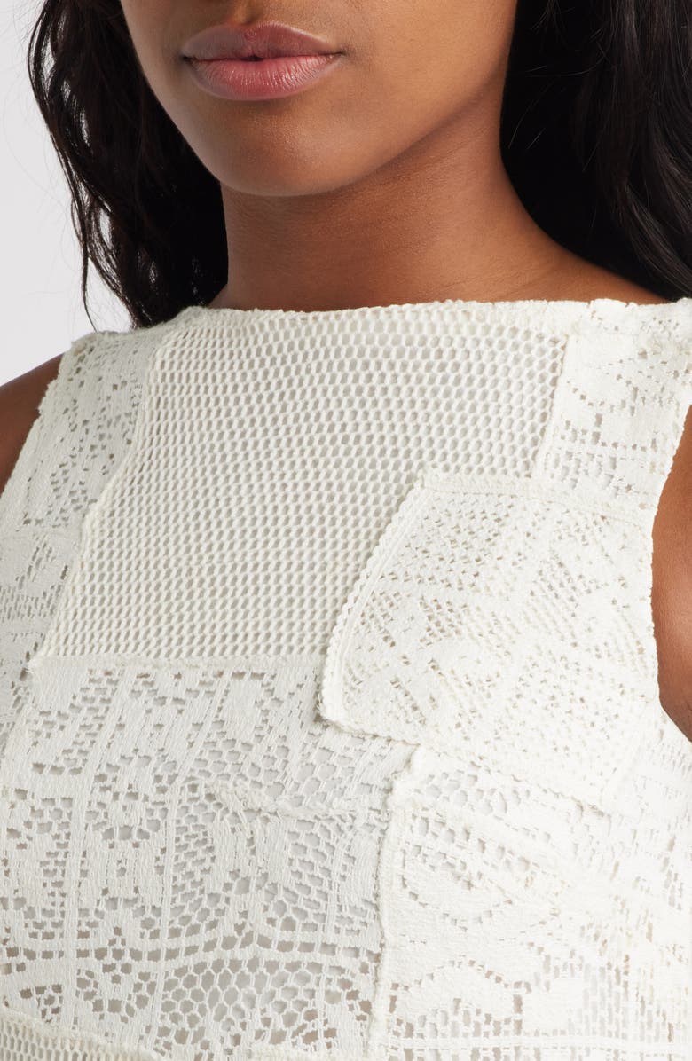 Topshop Patchwork Lace Cotton Minidress, Alternate, color,