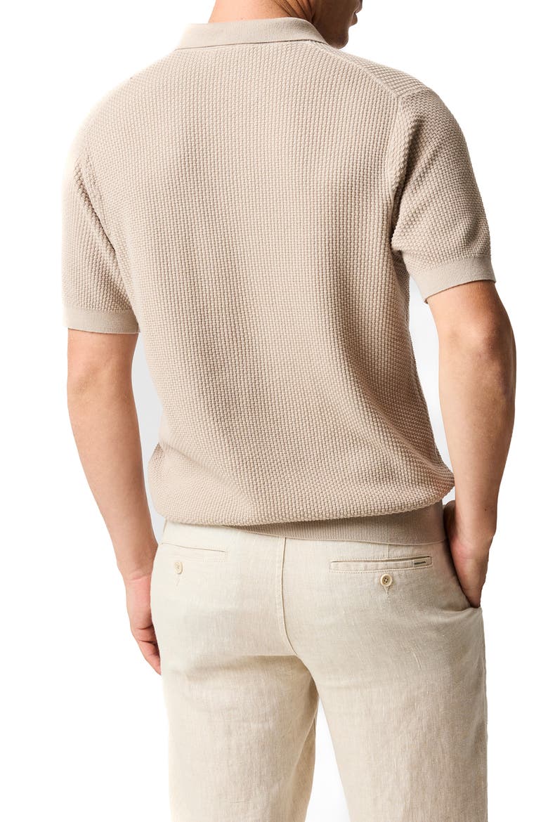 Amberley Diamond Jacquard Cotton Polo Sweater, Alternate, color, SAND