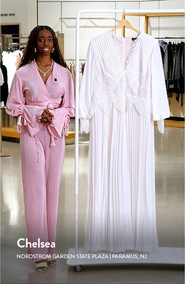 Lace Embroidered Long Sleeve Chiffon Gown, sales video thumbnail