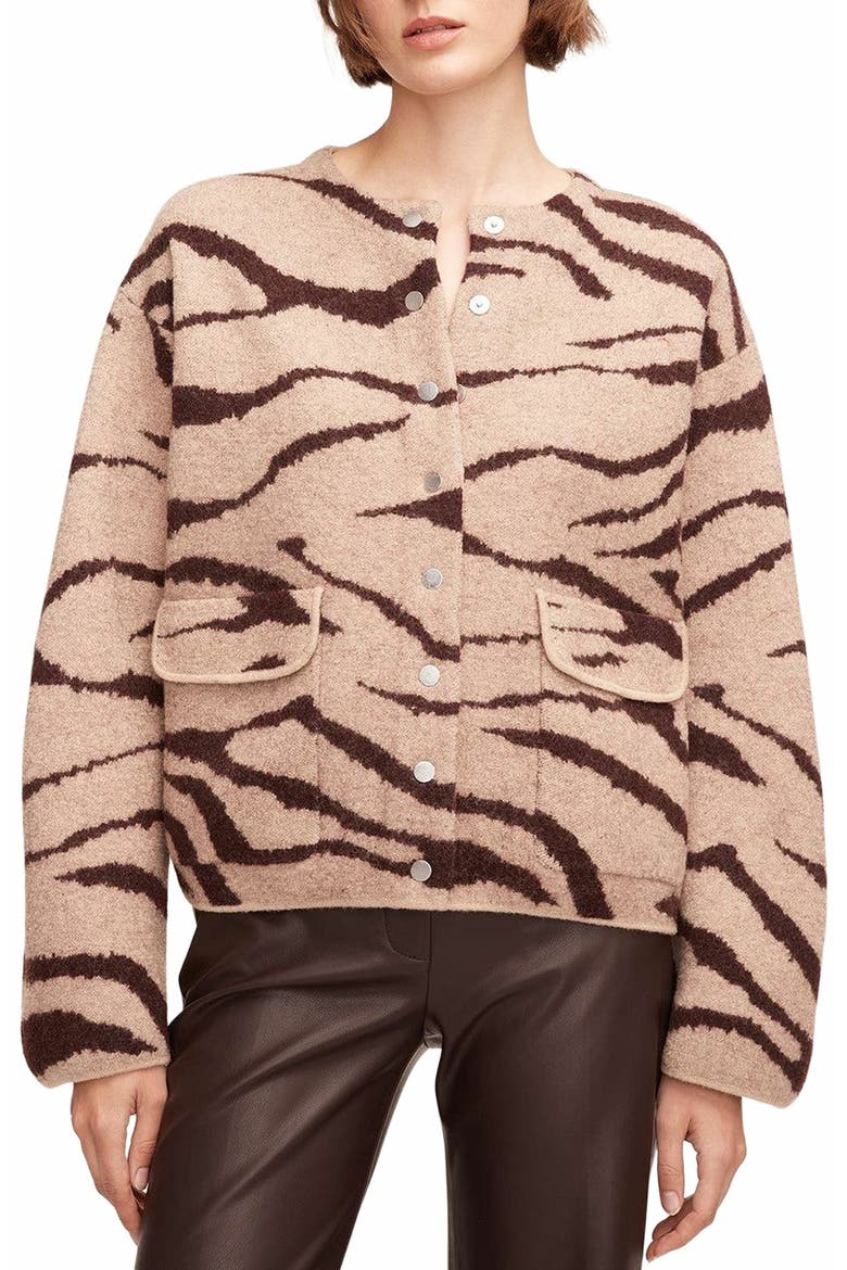 Zebra Jacquard Cropped Jacket, Main, color, Zebra Port Combo