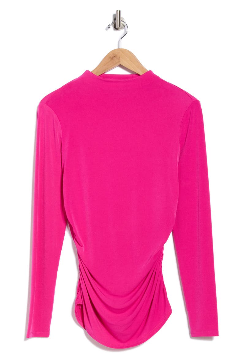 Funnel Neck Long Sleeve Ruched Top, Alternate, color, FUCHSIA