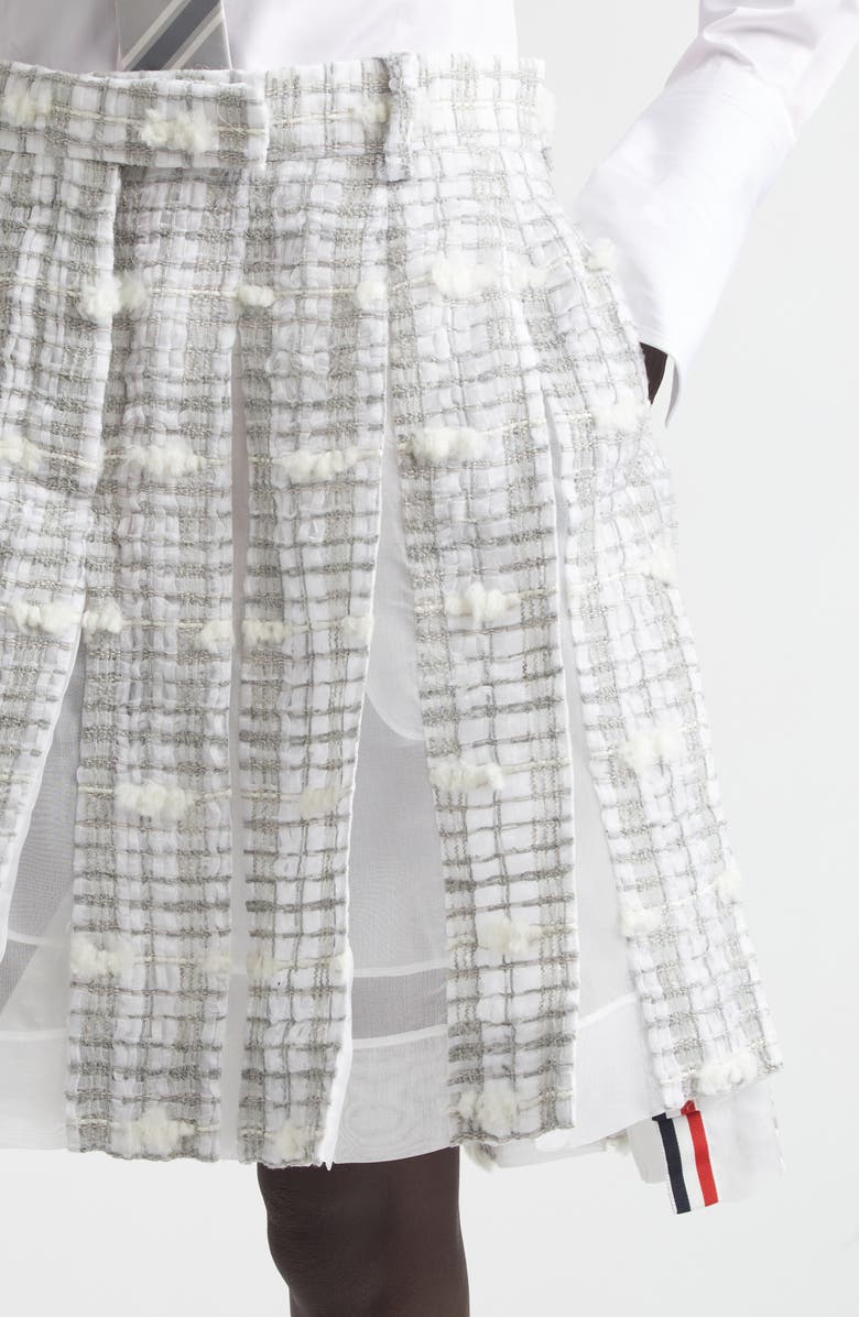 Thom Browne Low Rise Pleated Tweed Skirt, Alternate, color, Medium Grey
