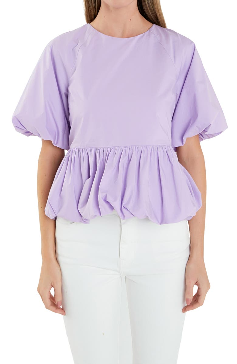 English Factory Balloon Poplin Top, Alternate, color, Lavender