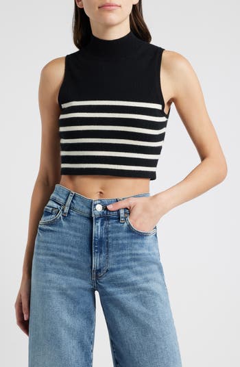 Frame Cropped Mock Neck outlet Top