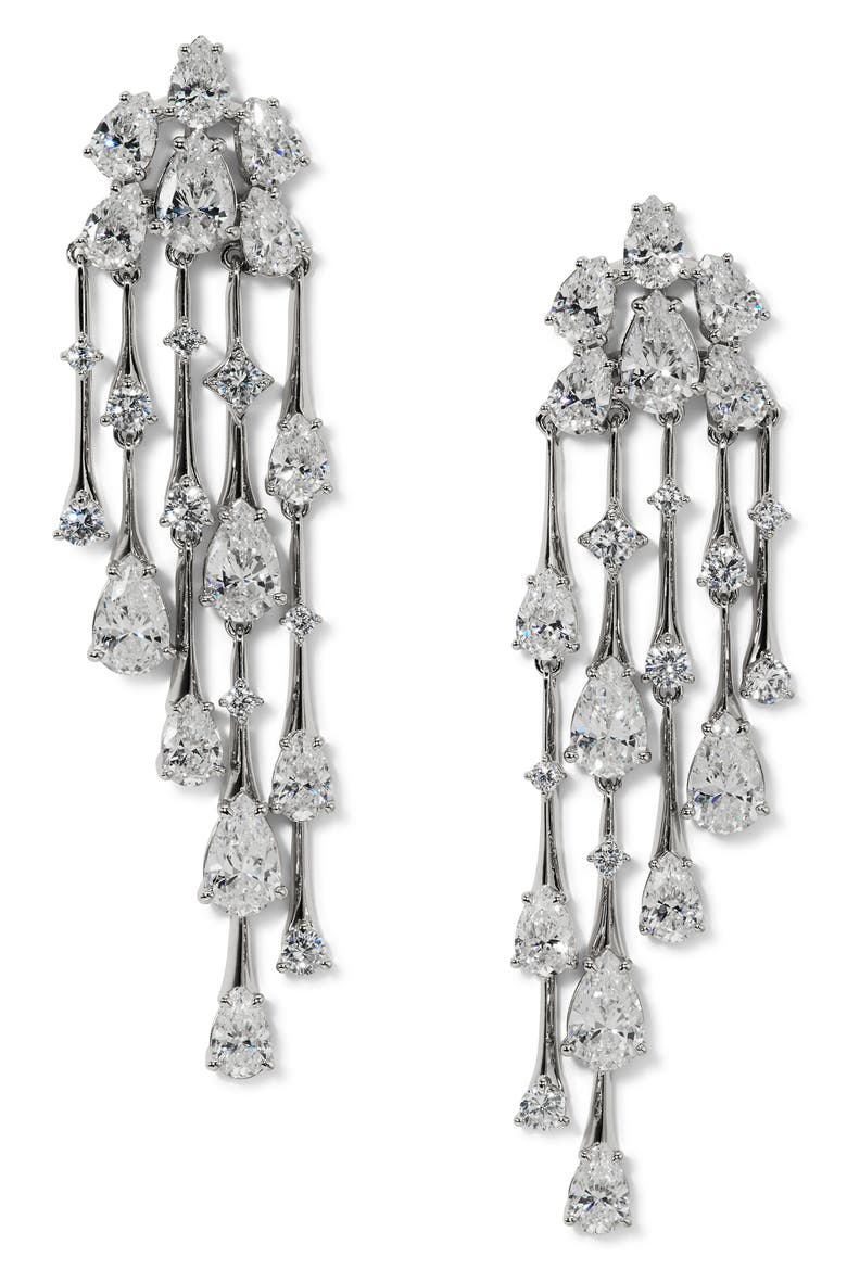 Hera Chandelier Earrings, Main, color, RHODIUM