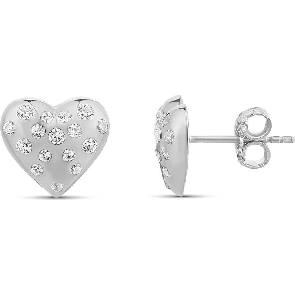 Shymi Scattered Stone Puffy Heart Stud Earrings In Metallic