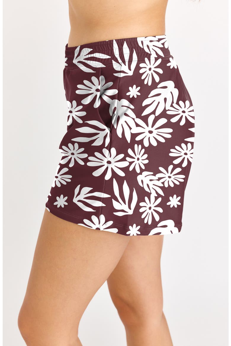 Classic Fit Swim Shorts With Panty, Alternate, color, Wine Tropics