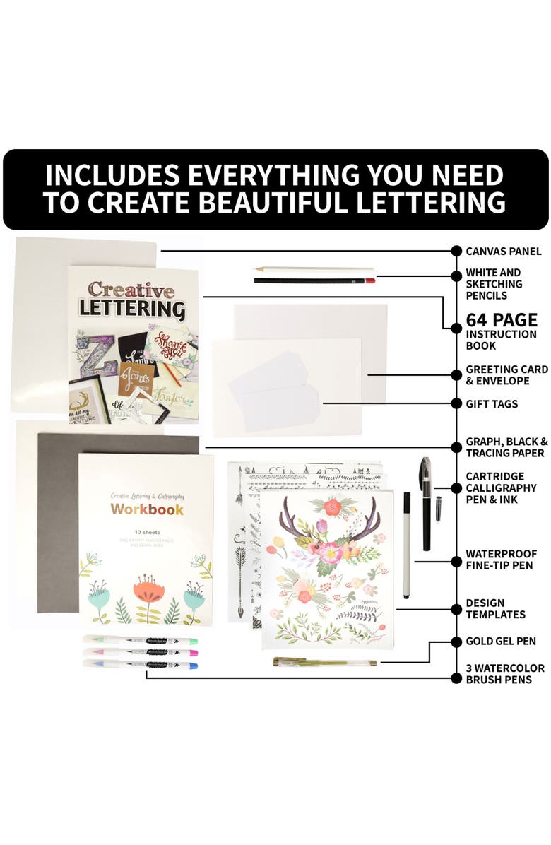 Introduction To Creative Lettering Kit Unleash Your Inner Artist, Alternate, color, 