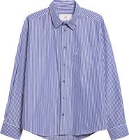AMI PARIS Boxy Fit Ami de Coeur Stripe Cotton Poplin Button-Up Shirt