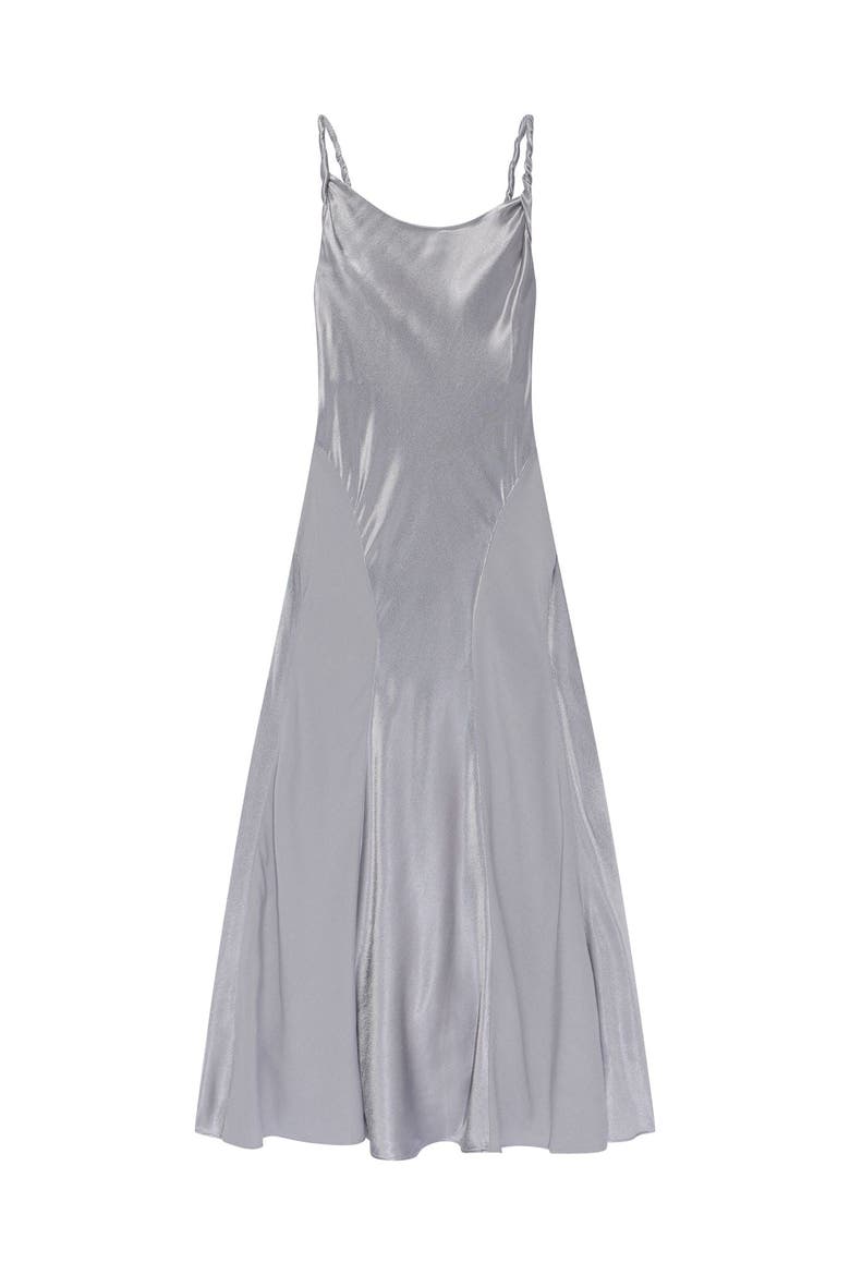 Metallic Satin Midi Slip Dress, Alternate, color, Grey