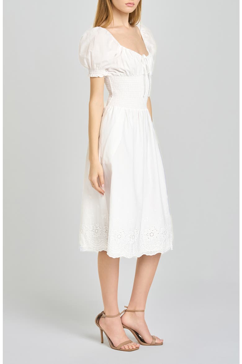 x Hannah Lovey Porter Dahlia Eyelet Detail Cotton Dress (Nordstrom Exclusive), Alternate, color, IVORY