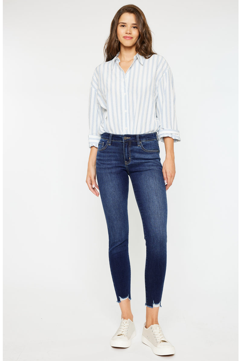 Willowbrook Essentials Mid Rise Ankle Skinny Jeans, Main, color, Dark Wash