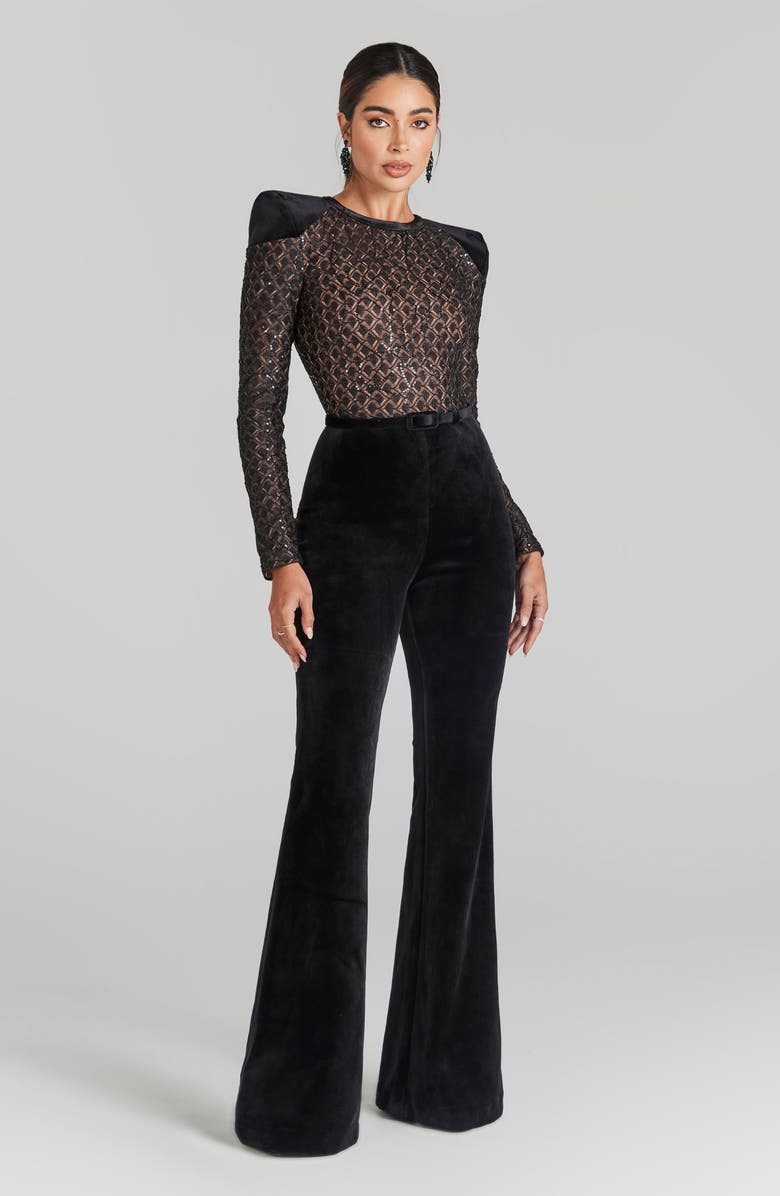 NADINE MERABI Amanda Long Sleeve Jumpsuit, Alternate, color, Black