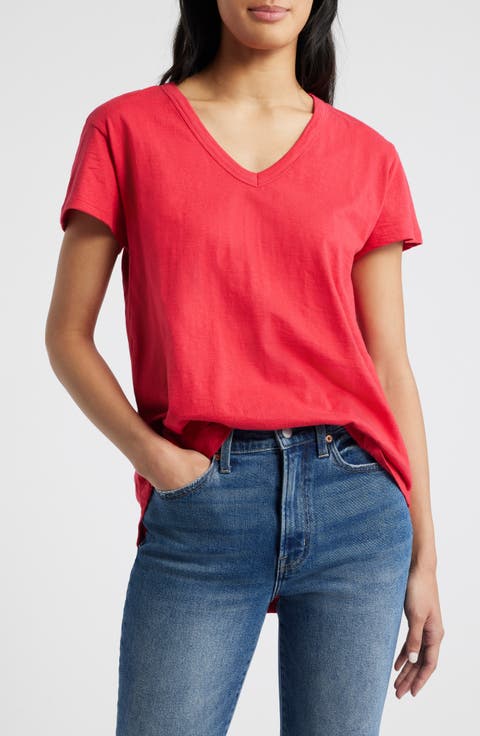 V-Neck High-Low T-Shirt