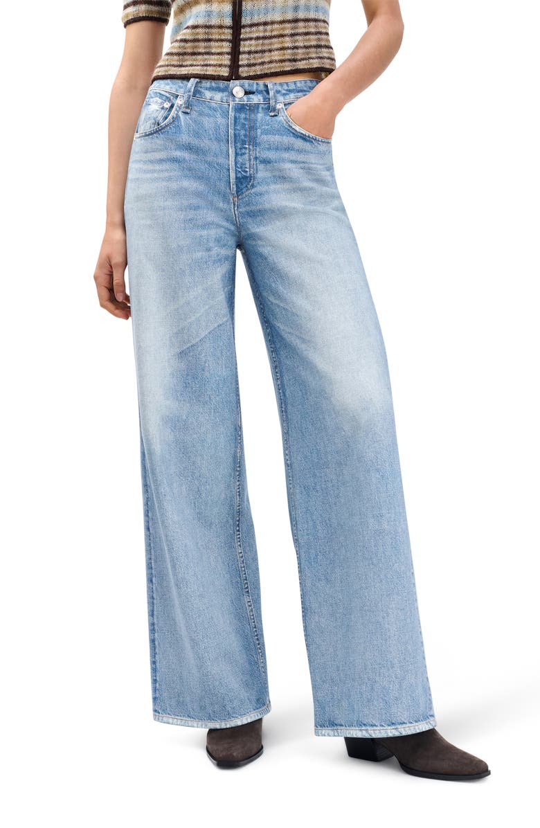 rag & bone Miramar Sofie High Waist Wide Leg Cotton Terry Sweatpant Jeans, Main, color, Raily