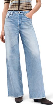 rag & bone rb Miramar Sofie High Waist Wide Leg Cotton Terry Sweatpant Jeans