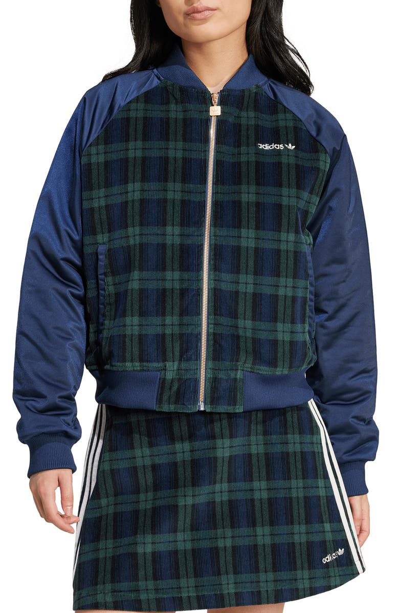 adidas Originals Tartan Corduroy Collegiate Jacket, Main, color, 