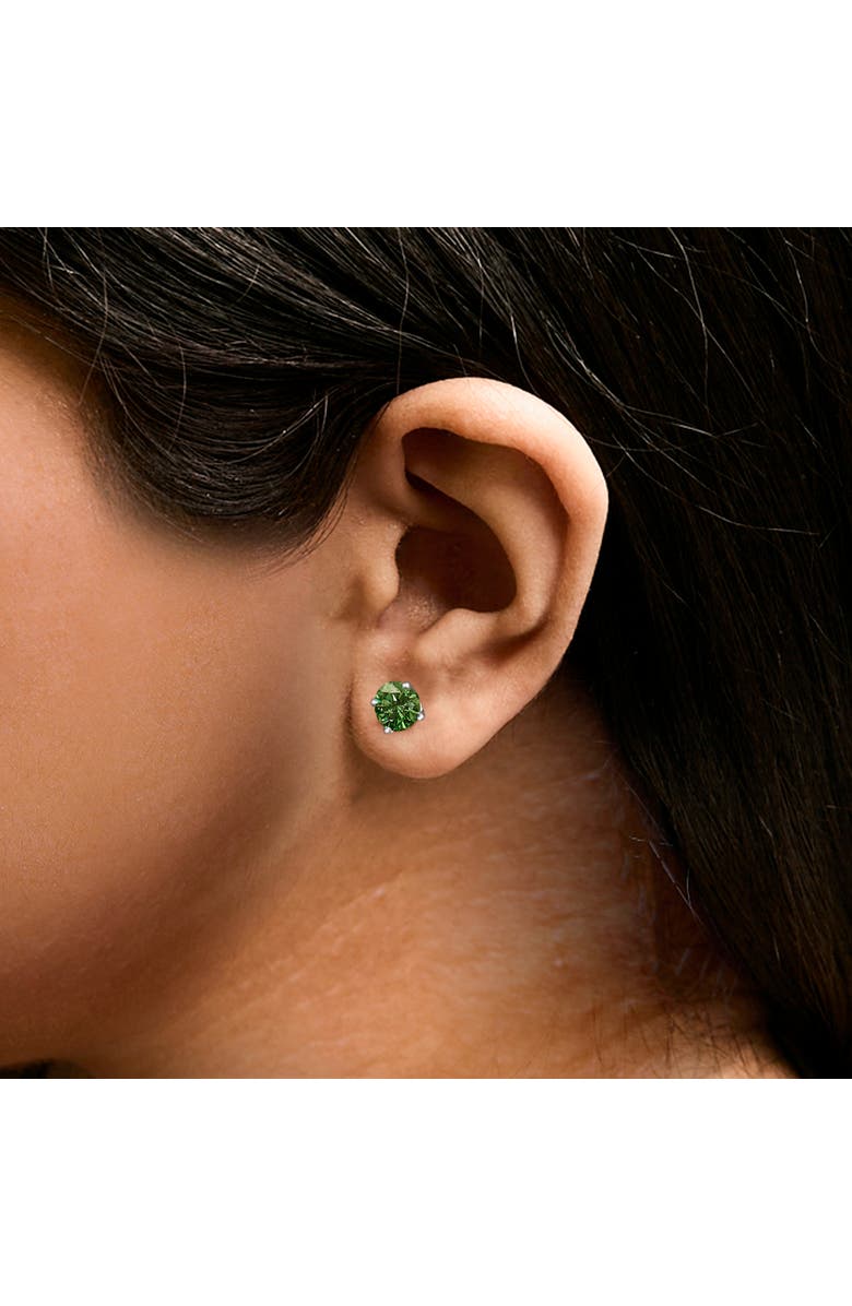 Haus of Brilliance 14K Gold 2.0 Cttw Lab Grown Green Diamond Classic Solitaire Stud Earrings, Alternate, color, White