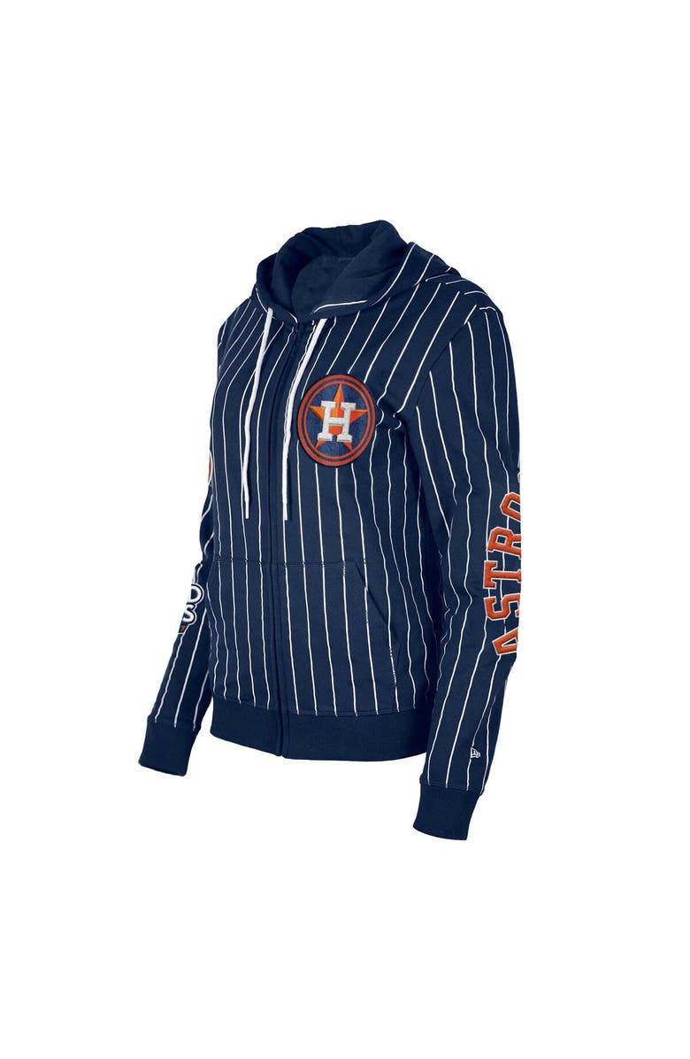 New Era Women's New Era Navy Houston Astros Pinstripe Tri-Blend Full-Zip Hoodie Jacket, Alternate, color, Navy