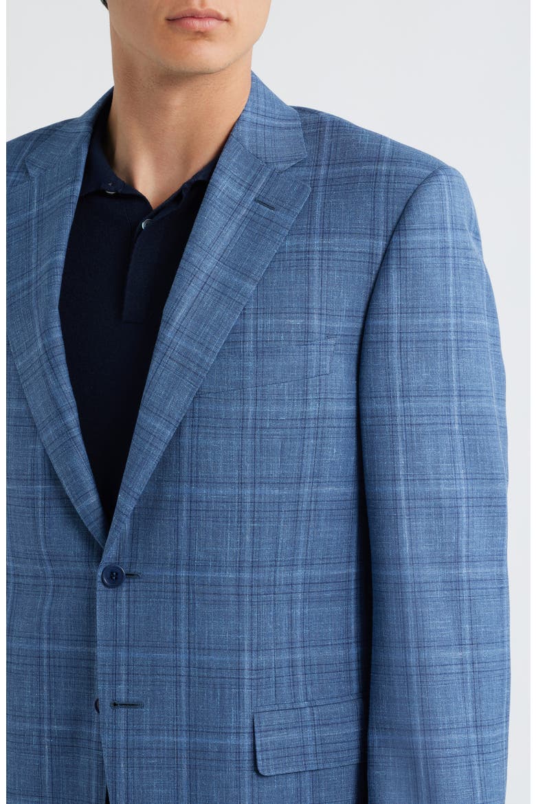 Siena Regular Fit Blue Plaid Super Wool & Silk Blend Sport Coat, Alternate, color, BLUE