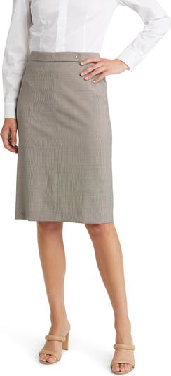 Boss Fenova Large Size Ribbed Pencil Skirt in Grape
