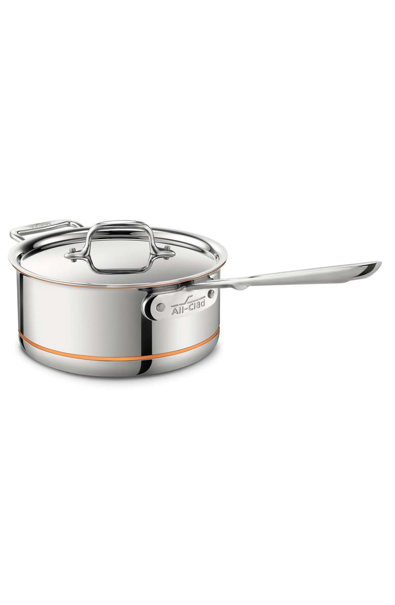 All-Clad Copper Core 5-Ply Bonded 3-Quart Sauce Pan with Lid, Main, color, Silver