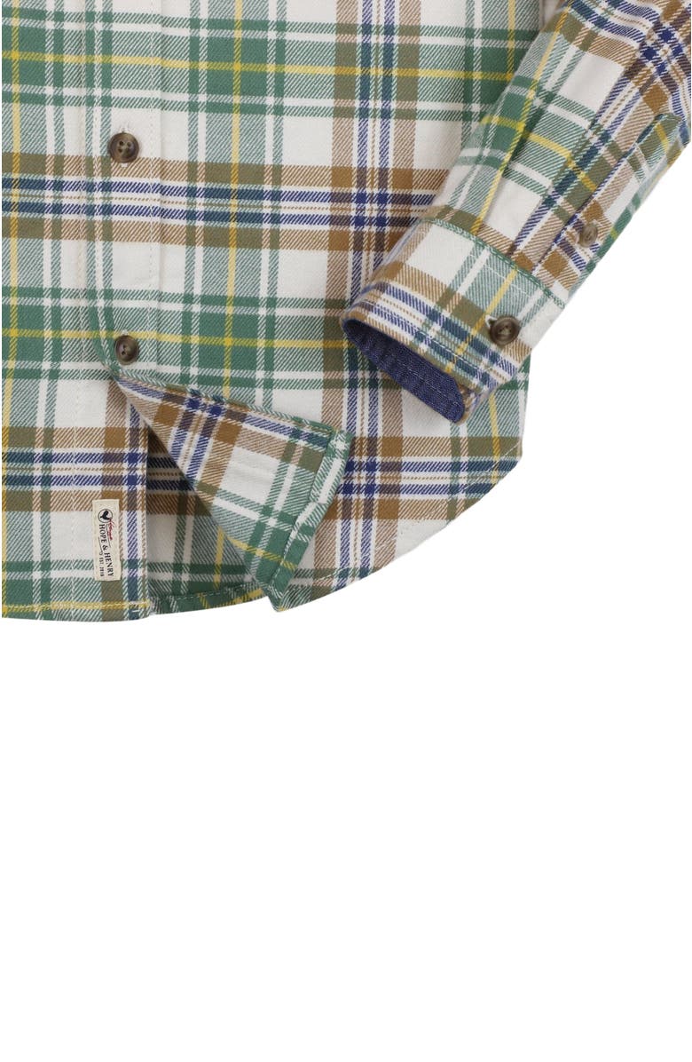 Hope & Henry Boys' Organic Flannel Shirt, Kids, Alternate, color, Camel And Green Plaid