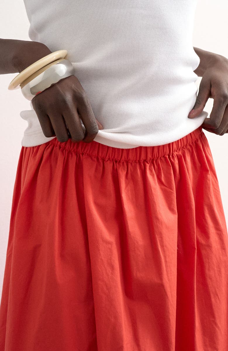 Topshop Lace Hem Maxi Skirt, Alternate, color, Red