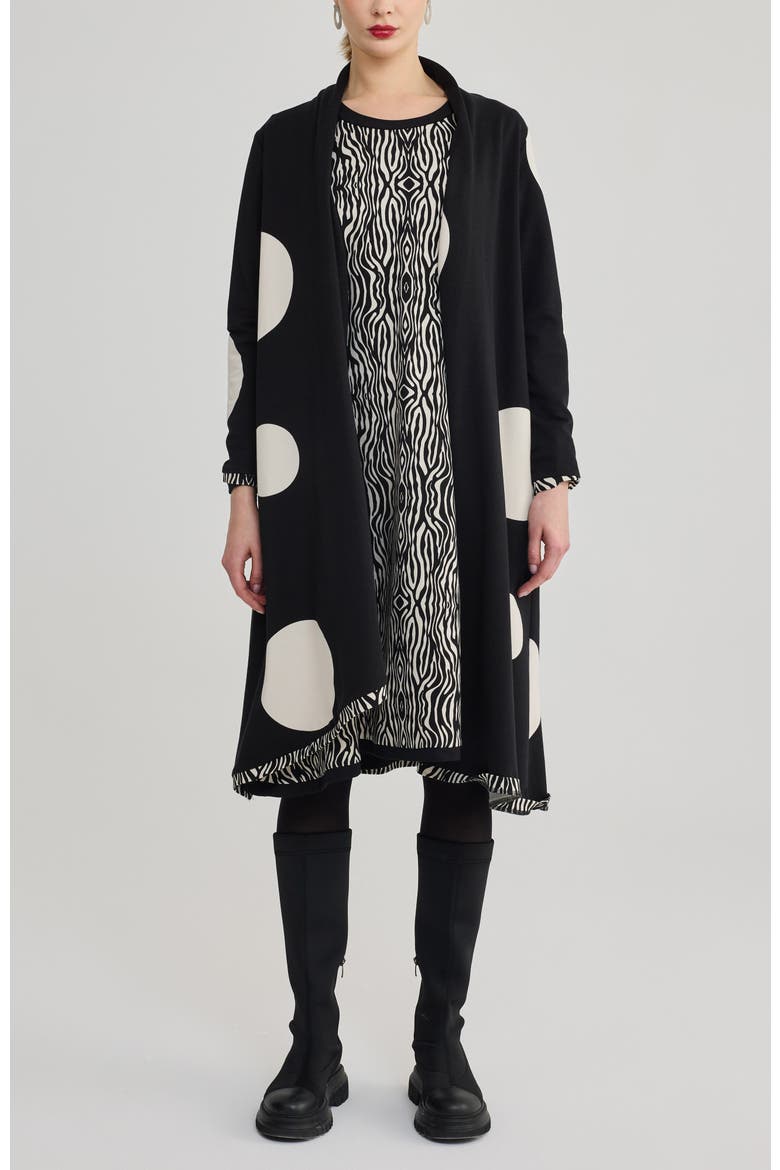 Tuva Long Printed Cotton Jersey Cardigan, Alternate, color, Polka Dots