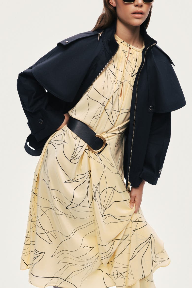 Hooded Short Trench Jacket, Alternate, color, Black