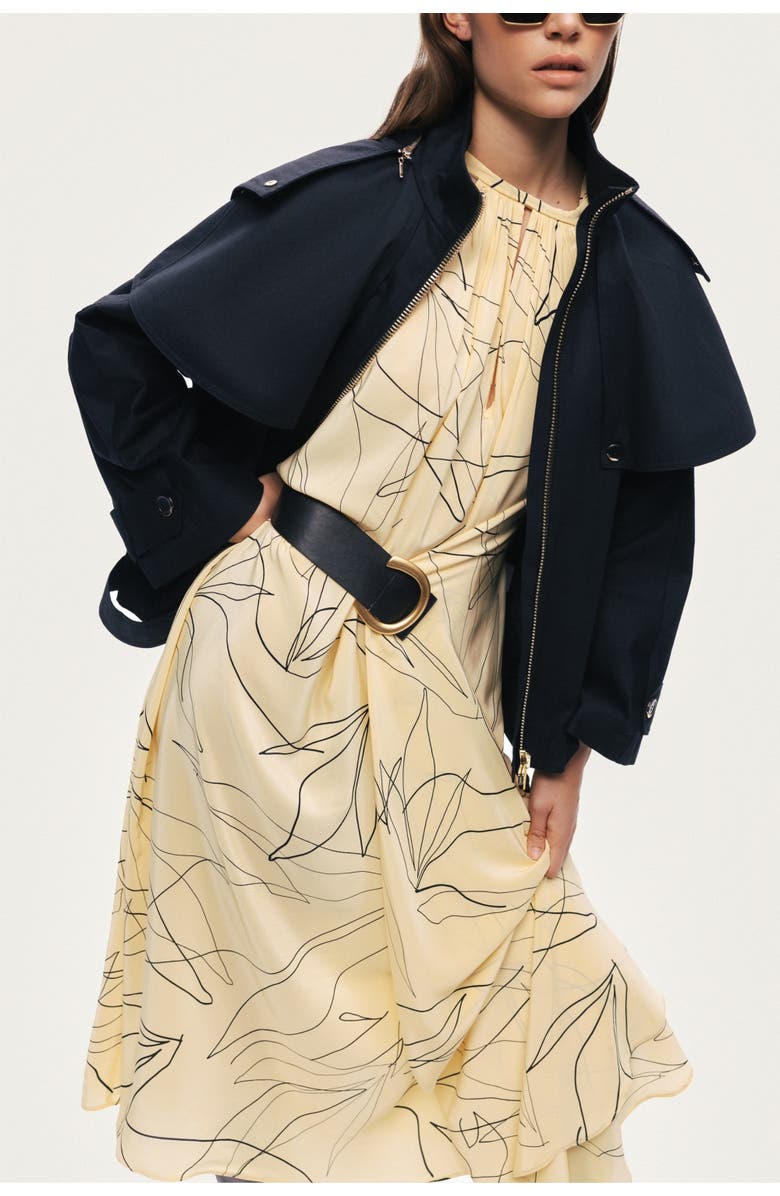 Nocturne Hooded Short Trench Jacket, Alternate, color, Black