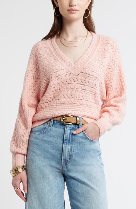 Pointelle Dolman Sleeve Sweater