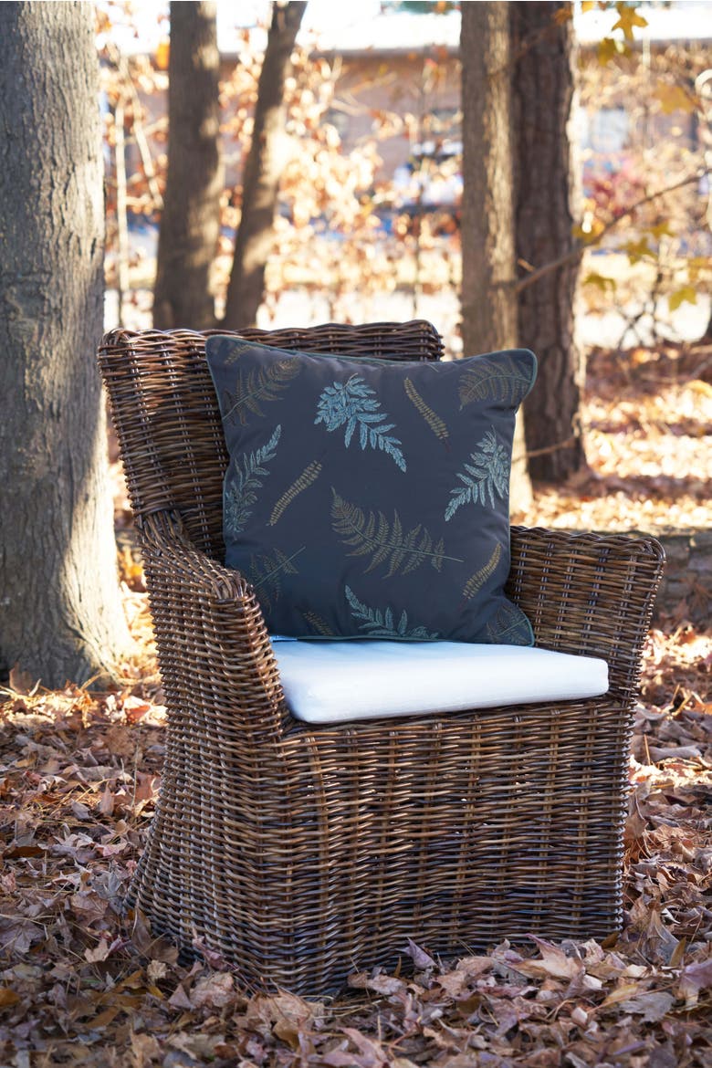 Ferns Pattern Indoor/Outdoor Ebony Pillow, Alternate, color, Brown