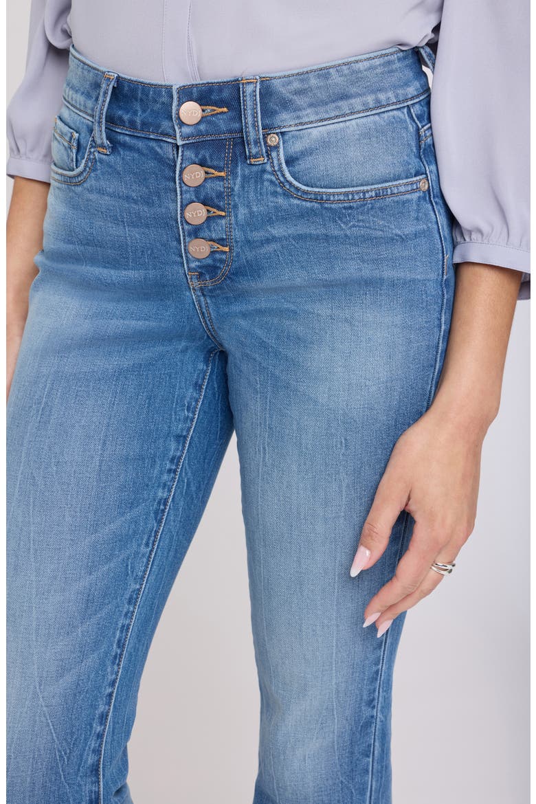 Barbara Frayed Hem Exposed Button Bootcut Jeans, Alternate, color, PACIFICA