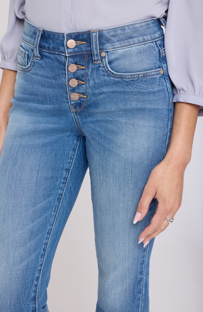 NYDJ Barbara Frayed Hem Exposed Button Bootcut Jeans, Alternate, color, Pacifica