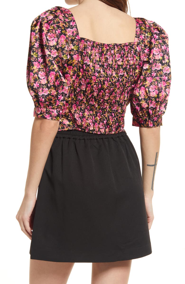 VERO MODA Elly Floral Print Crop Blouse, Alternate, color, Very Berry