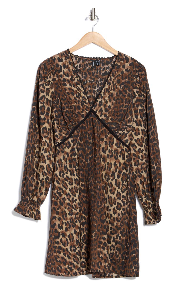 VERO MODA Wild Long Sleeve A-Line Dress, Alternate, color, Leopard