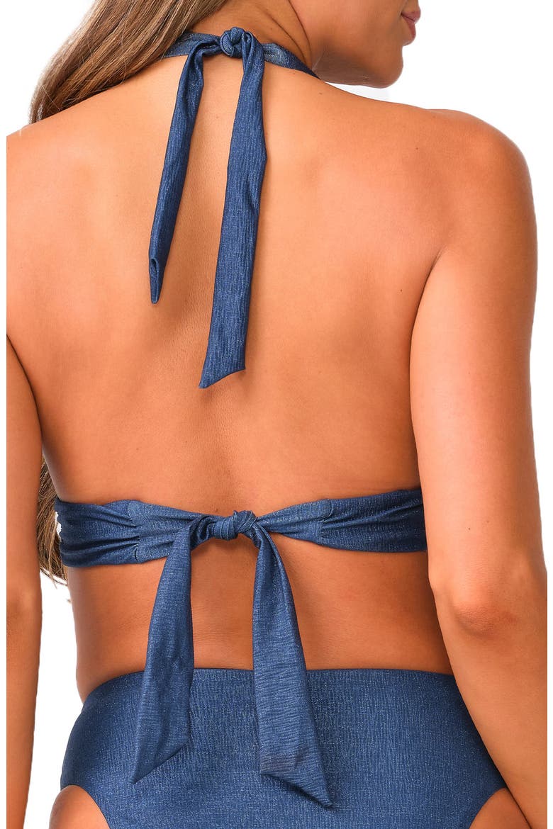 Joyce Metallic Ruched Bikini Top, Alternate, color, COSMIC