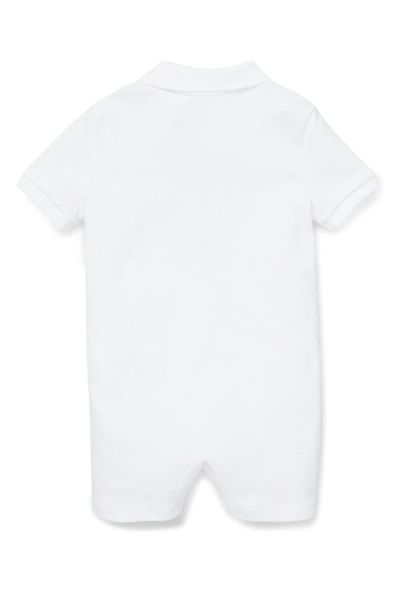 Ralph Lauren Solid Cotton Interlock Polo Romper, Alternate, color, White