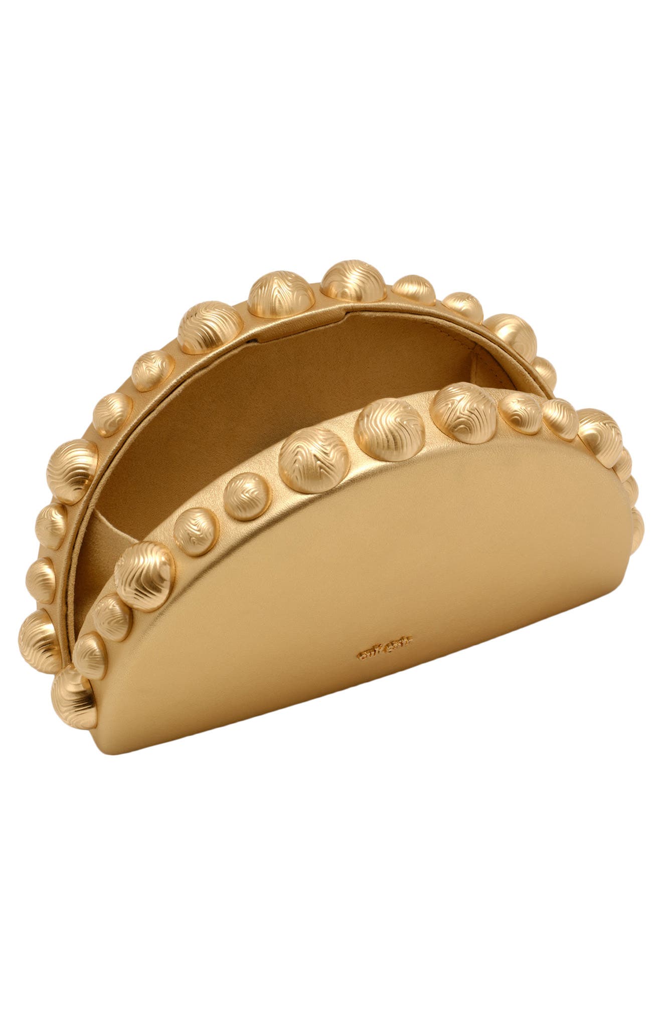 Gili Leather Clutch, Alternate, color, BRASS