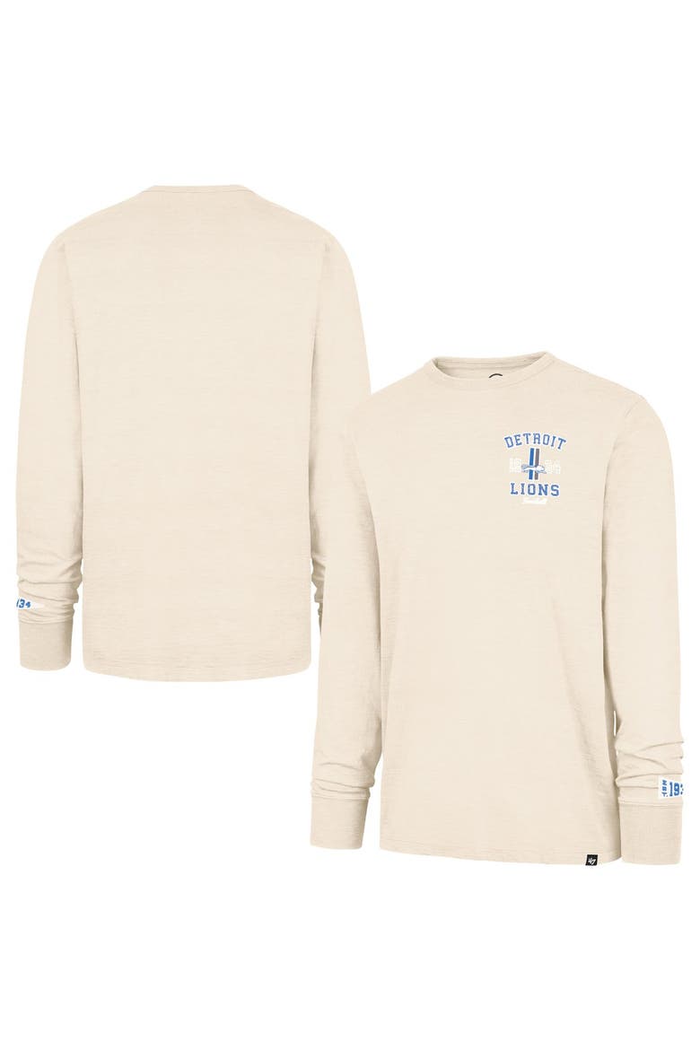 Men's '47  Tan Detroit Lions Heavy Slub Long Sleeve T-Shirt, Main, color, Tan