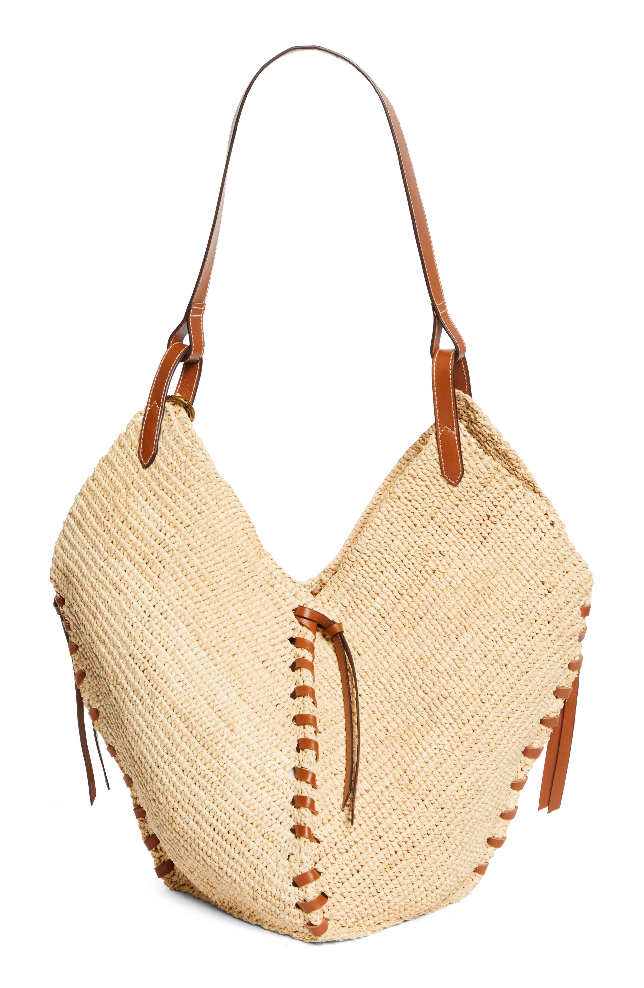 Isabel Marant Tampa Woven Raffia Tote, Alternate, color, Natural/ Cognac