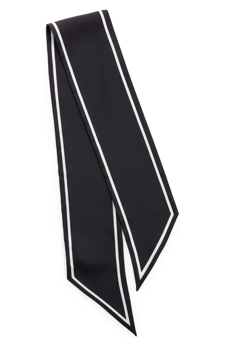 Vince Stripe Silk Scarf, Alternate, color, Black Optic White