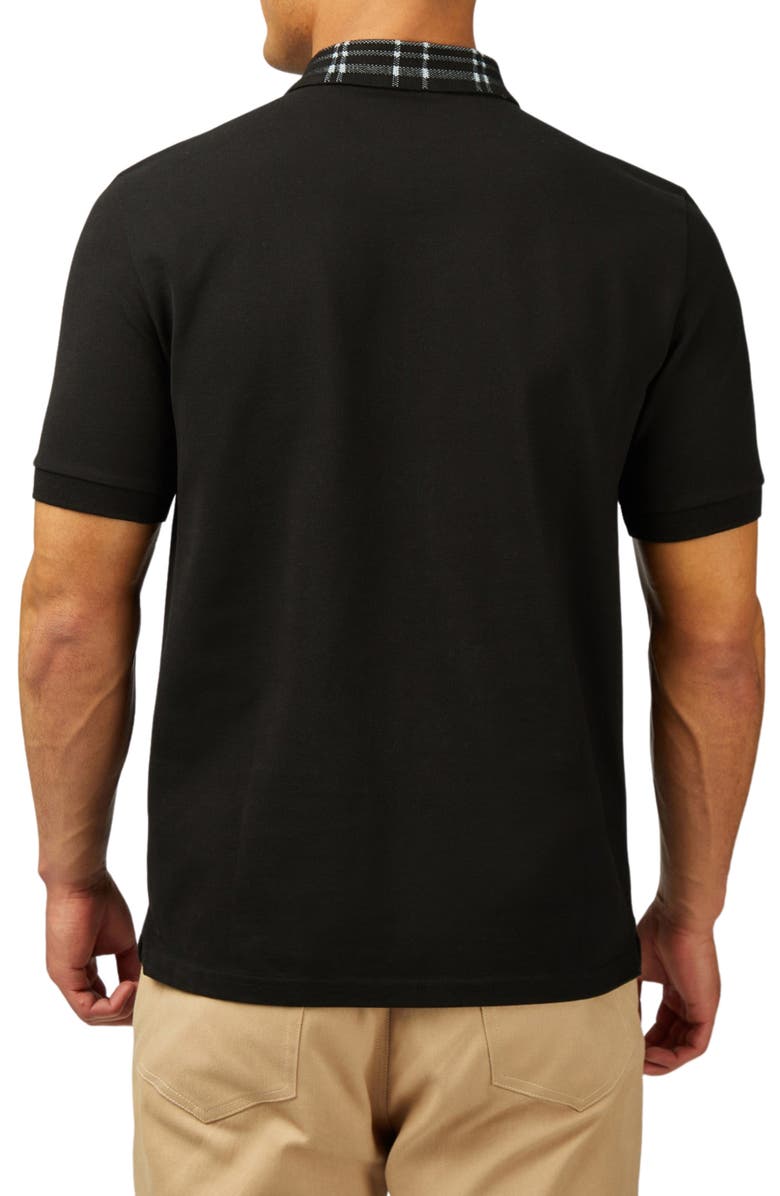 Ben Sherman Plaid Collar Organic Cotton Piqué Zip Polo, Alternate, color, 