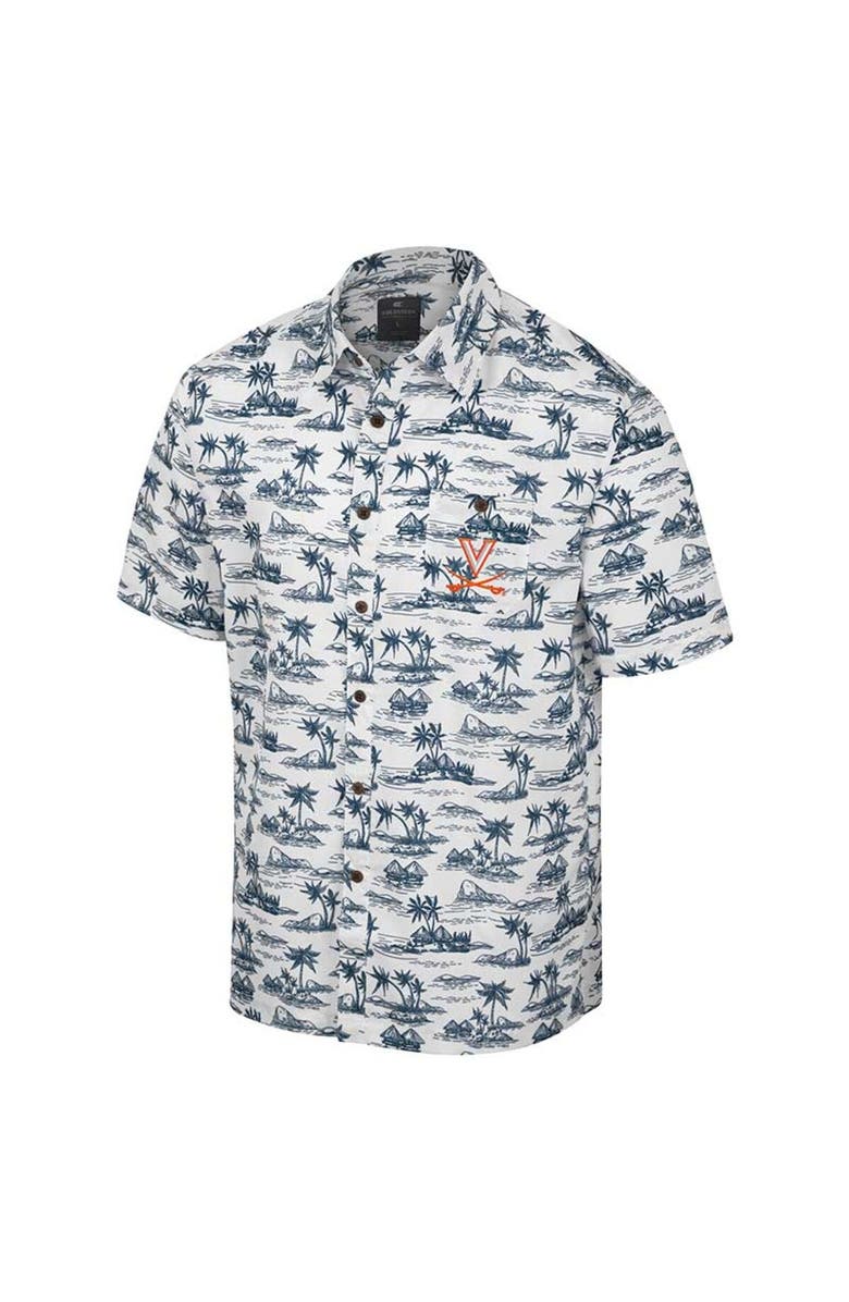 COLOSSEUM Men's Colosseum White Virginia Cavaliers Spontaneous is Romantic Camp Button-Up Shirt, Alternate, color,