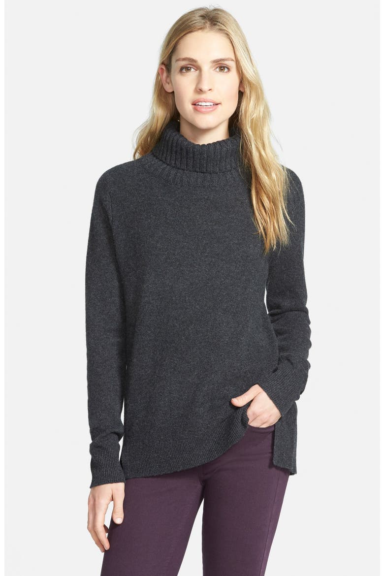 Cashmere Turtleneck Sweater, Main, color, HEATHER CHARCOAL